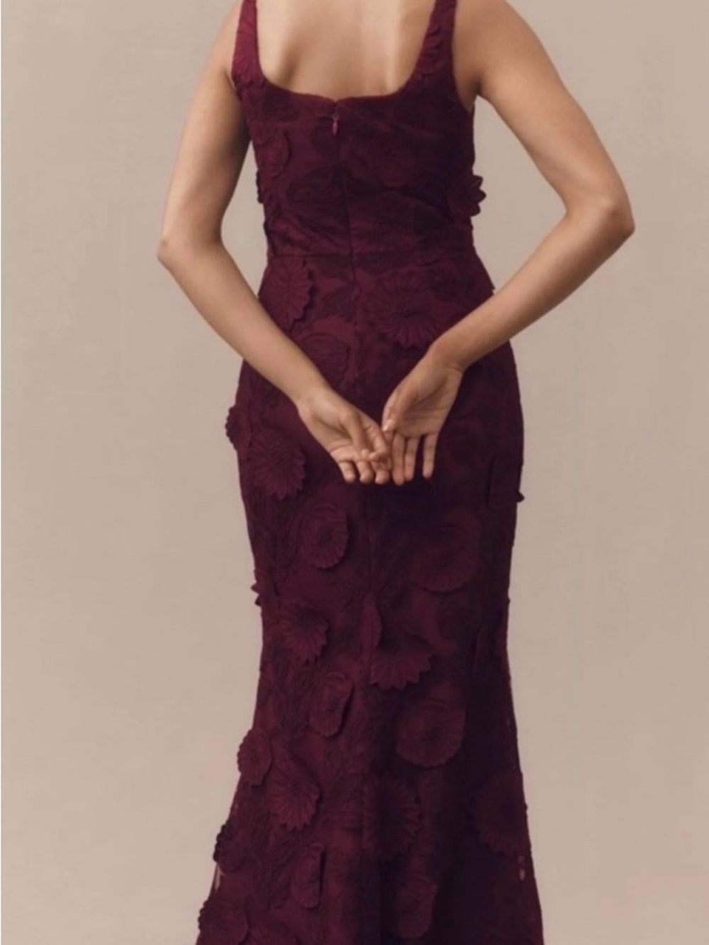Dress the Population Burgundy Floral Lace Maxi Dress - Picture 3 of 12